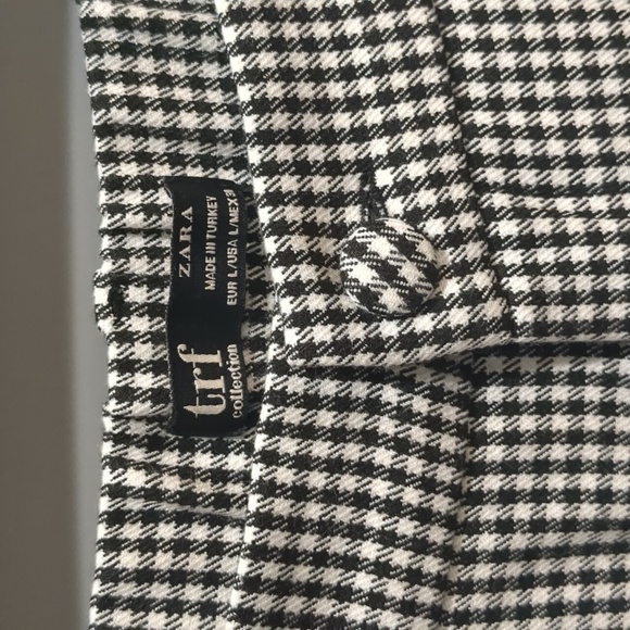 Zara Black and White High-rise Houndstooth Crop Pants - Picture 4 of 5